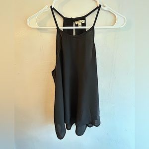 Lily White- Black sheer tank top, high neck line